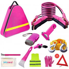 Car Emergency Pink Roadside Assistance Kit With Jumper Cable Tow Rope Led Road Porsche