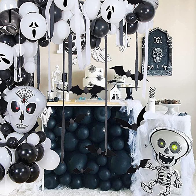 2022 Party Supplies Black White Latex Halloween Balloons Arch Kit For ...
